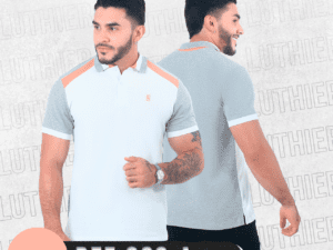 Polo Combinado Blanco y Mandarina 062A