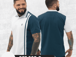 Polo Combinado Blanco y Azul Petróleo