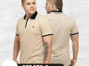 Polo Combinado Trigo y Blanco 073C