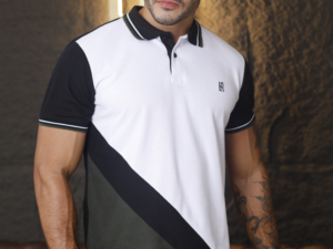 POLO COMBINADA BLANCO NEGRO 076A