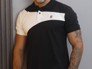 Polo Combinado Negro y Marfil 077A