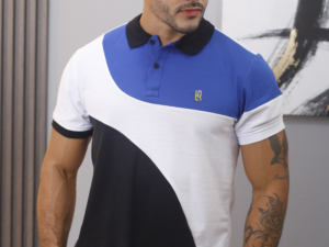 POLO COMBINADA AZUL REY BLANCO NEGRO 079A